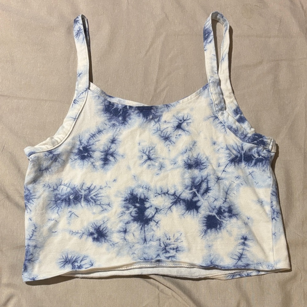 Aeropostale Blue and White Tie-Dye Camisole